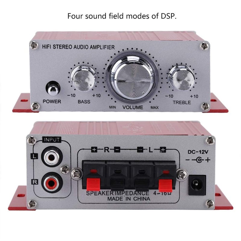 Pomya Stereo Audio Amplifier, Mini Digital HiFi Bass Audio Subwoofer Amp, Portable Music CD DVD MP3 FM Player Power Amplifier for Home Car, Motorcycles(Red) - Image 4